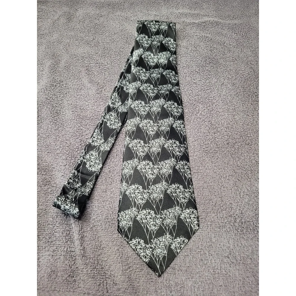 Yves Saint Laurent Men's Necktie Black Floral Silk 3.75